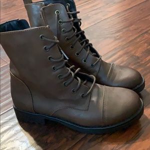 Brown combat boots